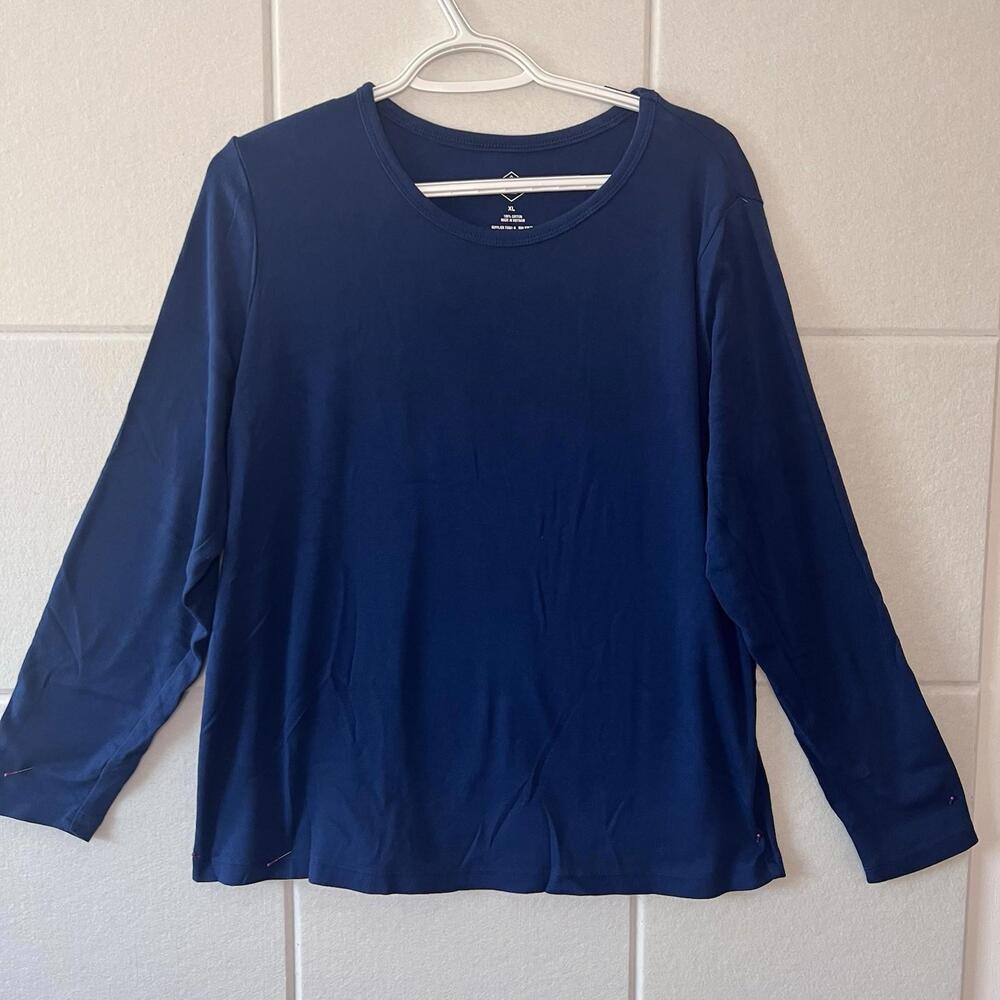 St. John’s Bay 100% Cotton Women’s Long Sleeve T-Shirt Size XL Extra Large Blue